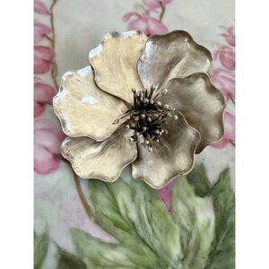 Vintage 70's Dogwood Flower 925 silver 3D Brooch 28 grams